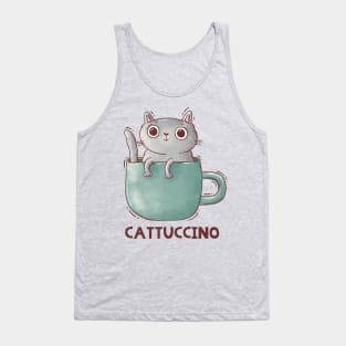 Cattuccino. Catte Latte. Cat and coffee. Tank Top